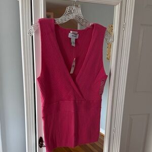 NWT Old Navy Ribbed V-Neck Rib-Knit Tank Top - Hot Pink Size XL